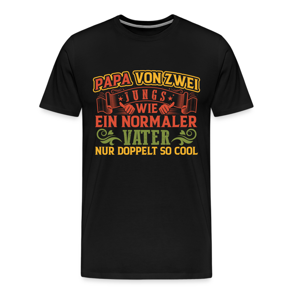 Papa von 2 Jungs lustiges Premium T-Shirt Herren - Schwarz