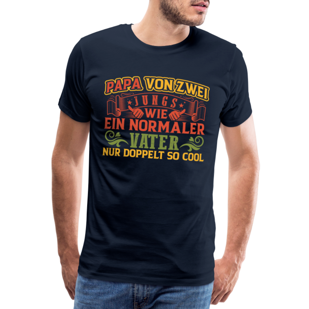 Papa von 2 Jungs lustiges Premium T-Shirt Herren - Navy