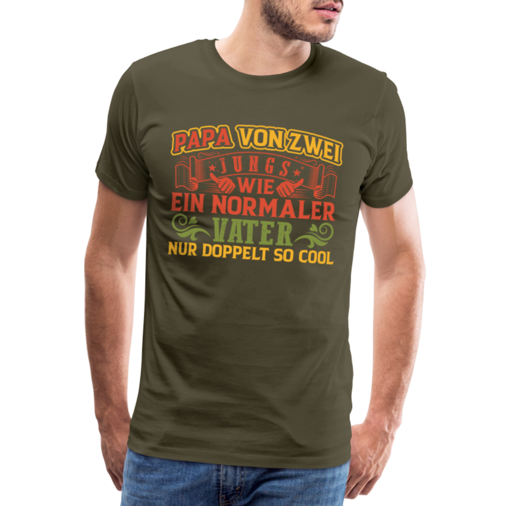 Papa von 2 Jungs lustiges Premium T-Shirt Herren - Khaki