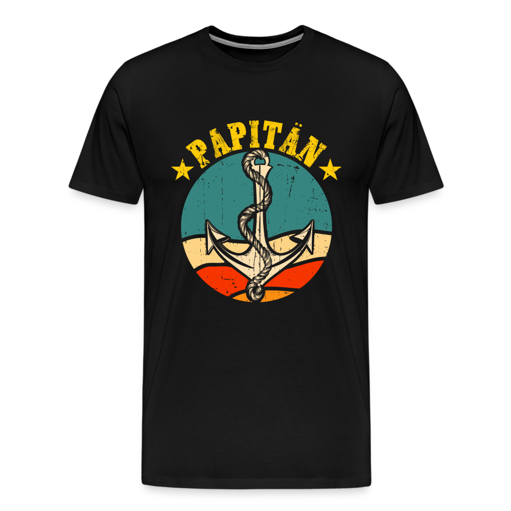 Papitän lustiges Premium Papa T-Shirt Herren - Schwarz