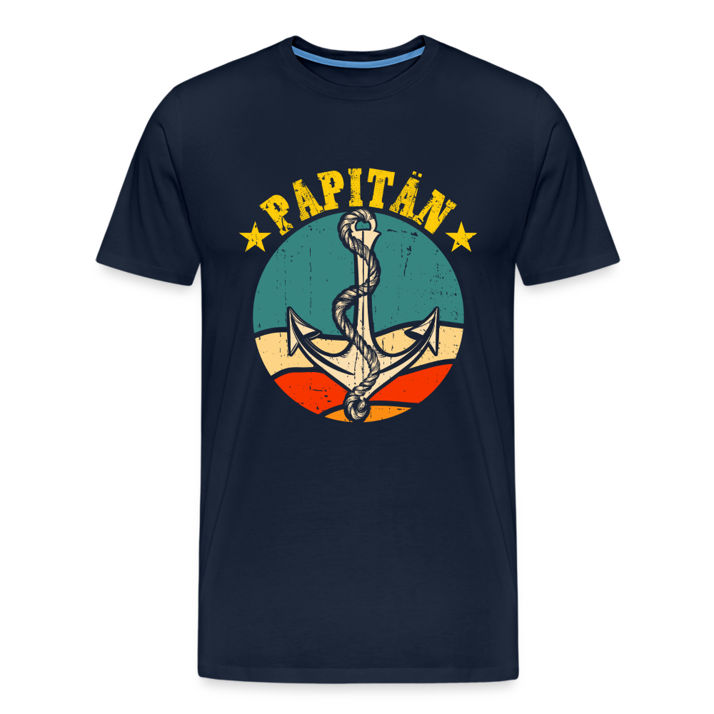 Papitän lustiges Premium Papa T-Shirt Herren - Navy