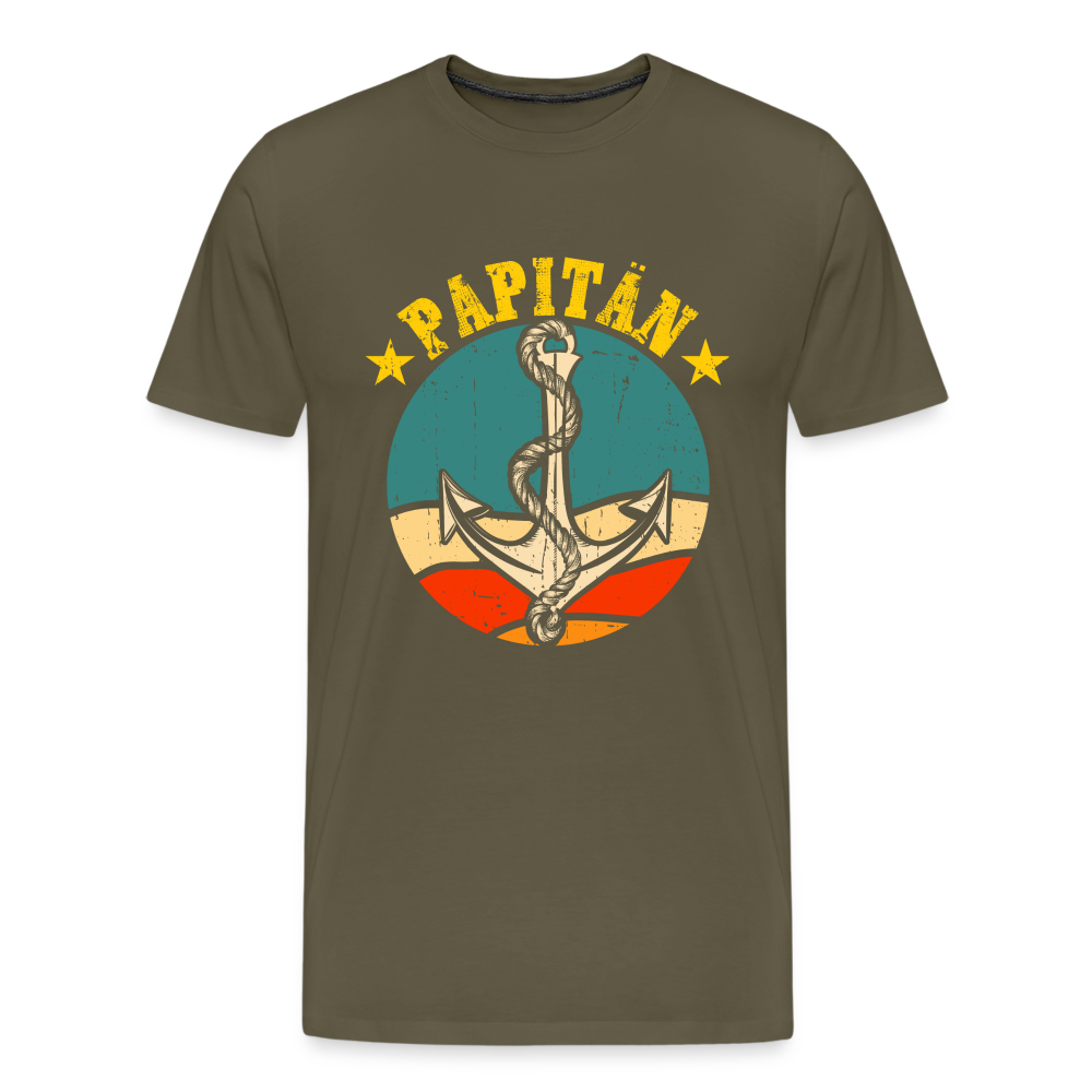 Papitän lustiges Premium Papa T-Shirt Herren - Khaki