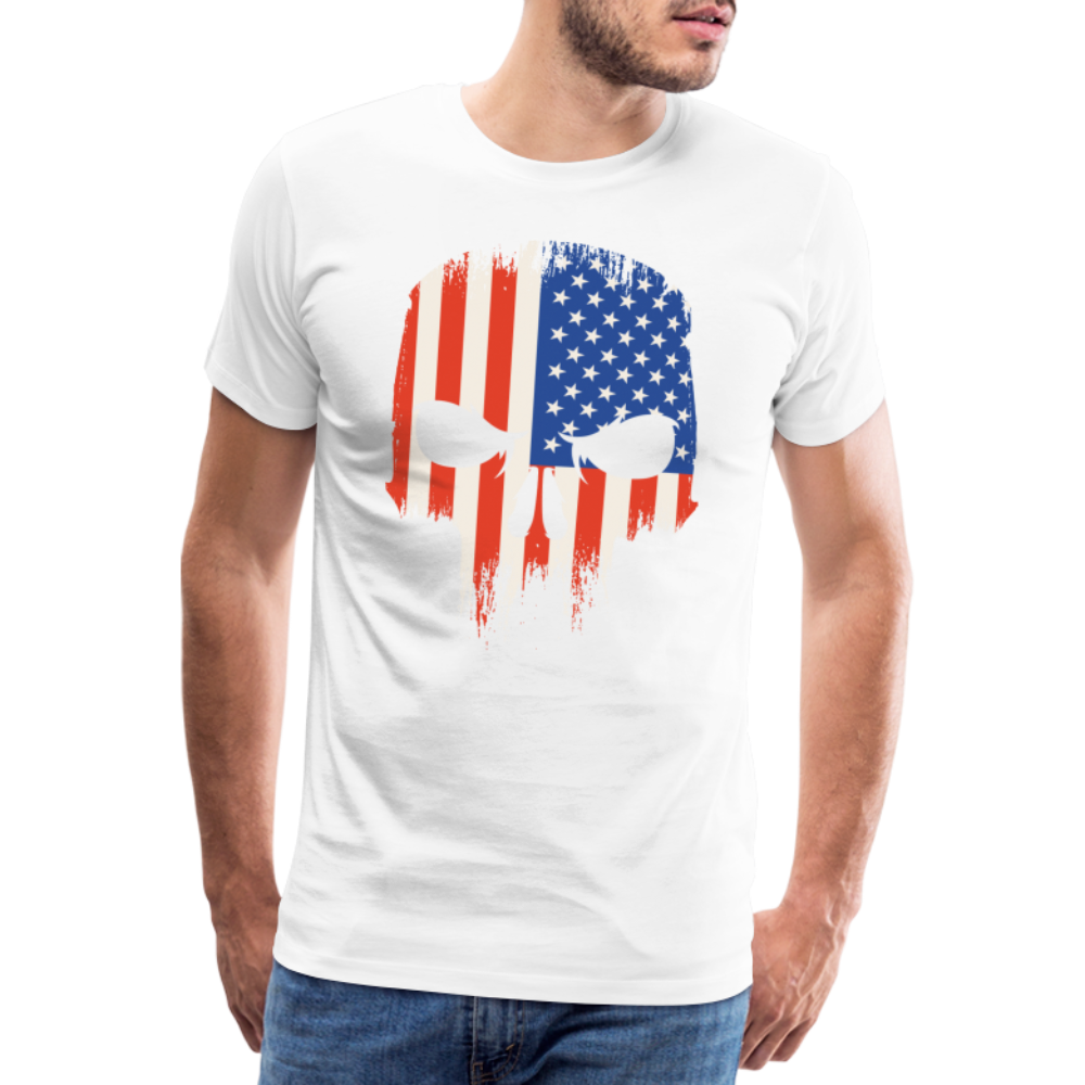 USA Skull Totenkopf Premium T-Shirt Herren - Weiß