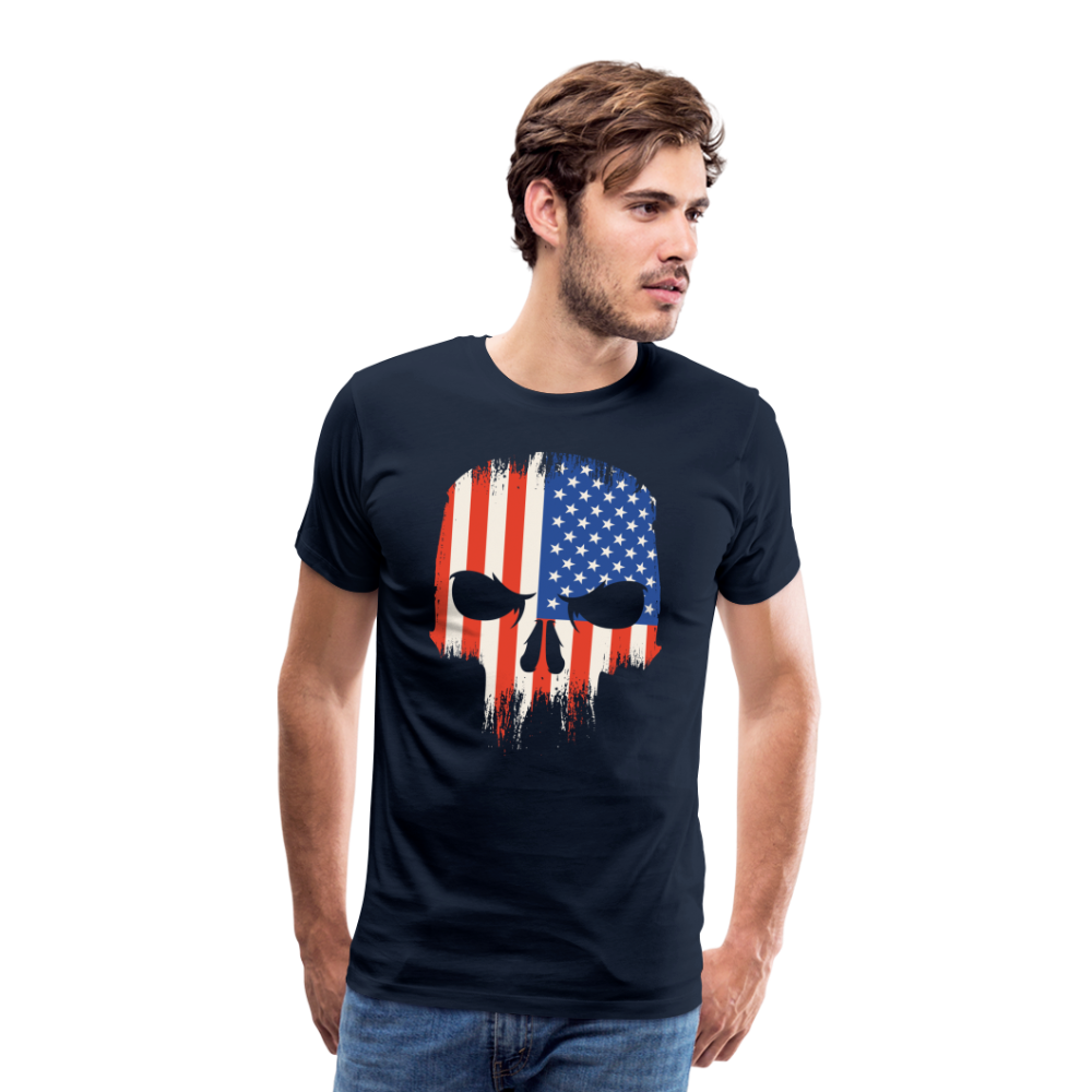 USA Skull Totenkopf Premium T-Shirt Herren - Navy