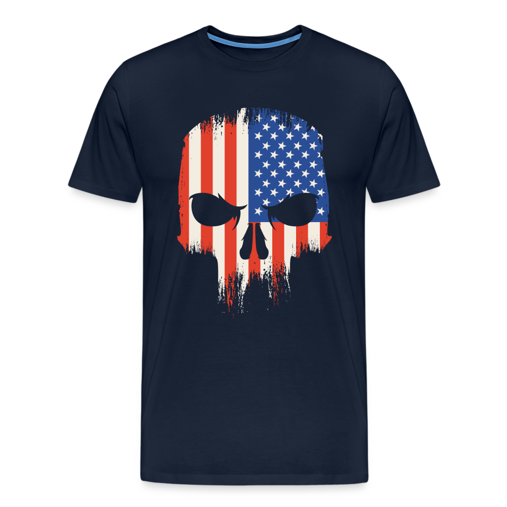 USA Skull Totenkopf Premium T-Shirt Herren - Navy