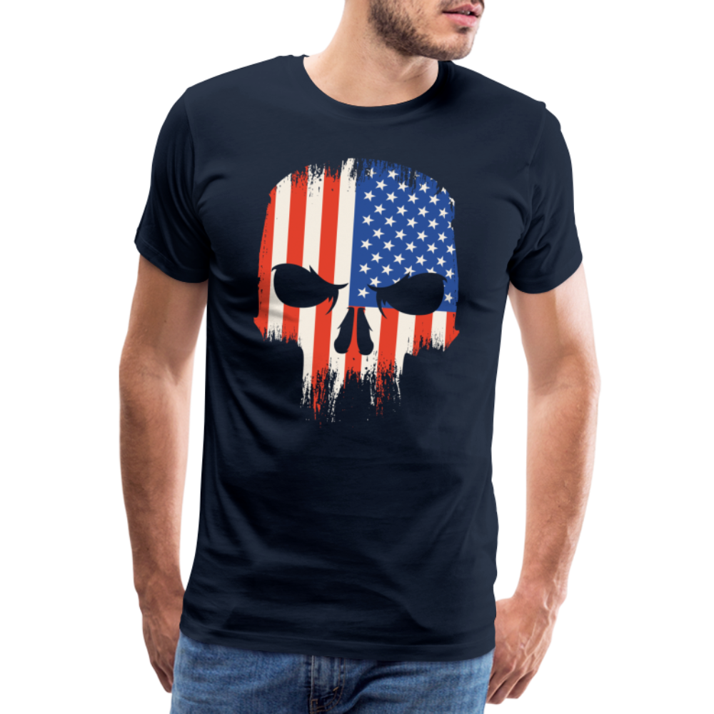 USA Skull Totenkopf Premium T-Shirt Herren - Navy