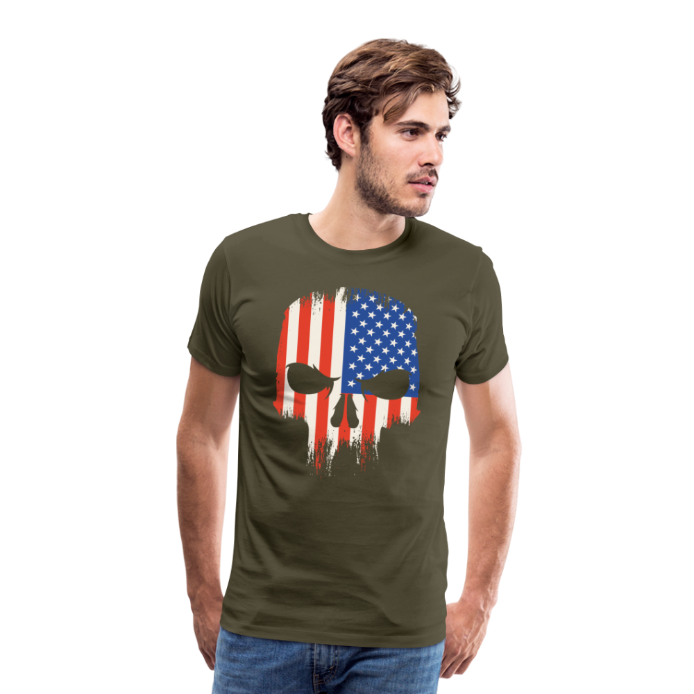 USA Skull Totenkopf Premium T-Shirt Herren - Khaki