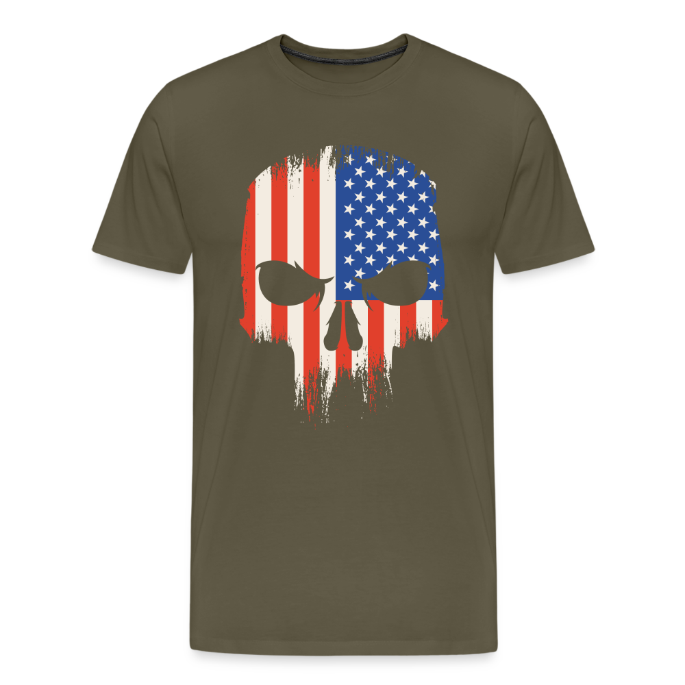USA Skull Totenkopf Premium T-Shirt Herren - Khaki