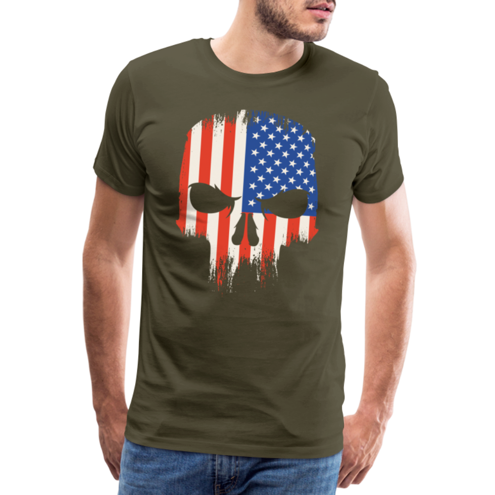 USA Skull Totenkopf Premium T-Shirt Herren - Khaki