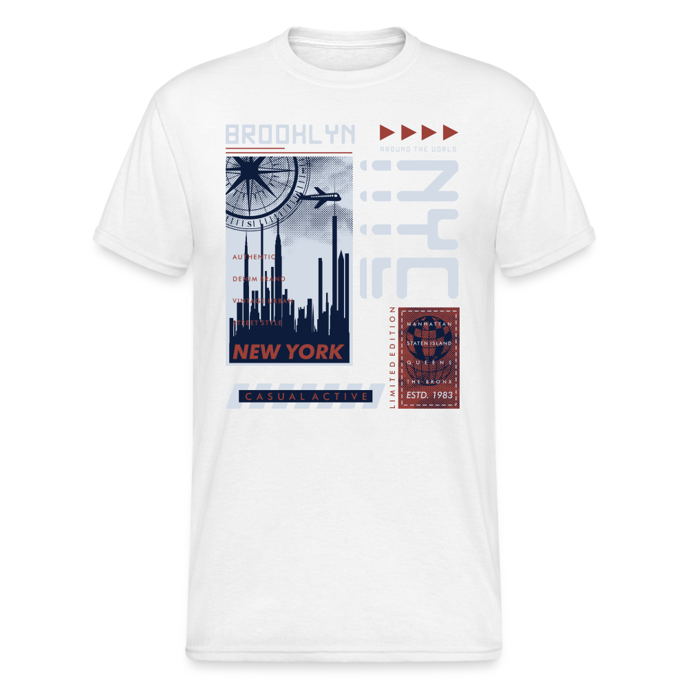 Urban Streetwear Brooklyn NYC T-Shirt Herren - Weiß