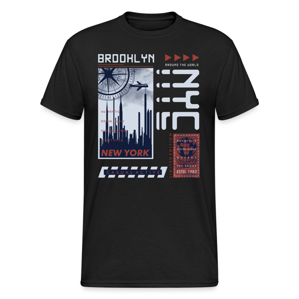 Urban Streetwear Brooklyn NYC T-Shirt Herren - Schwarz