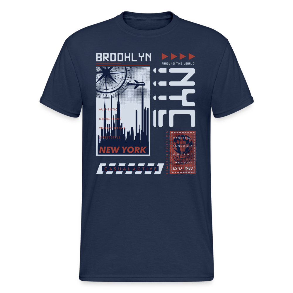 Urban Streetwear Brooklyn NYC T-Shirt Herren - Navy