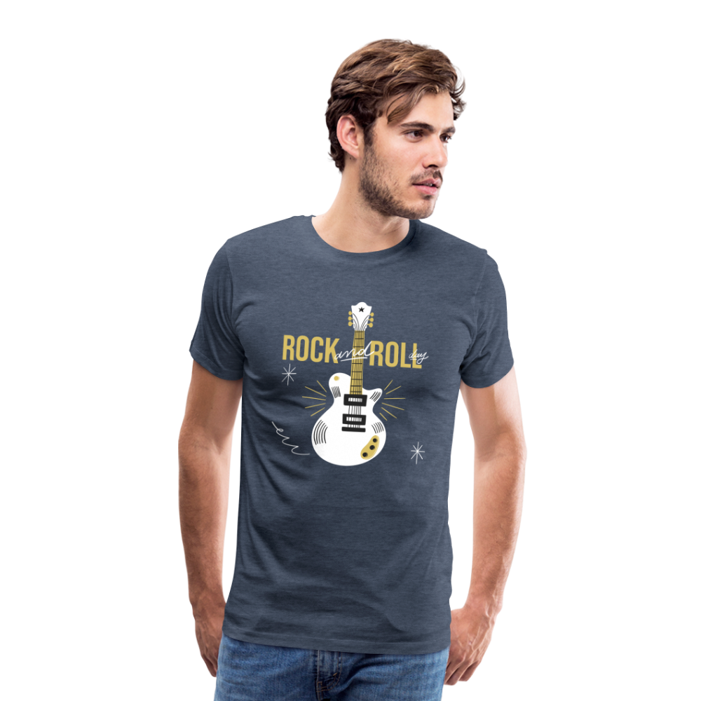 Rock and Roll all Day Premium T-Shirt Herren - Blau meliert
