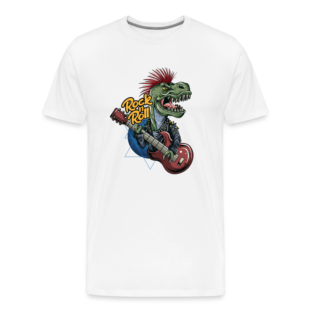 Rock n Roll Dino Premium T-Shirt Herren - Weiß