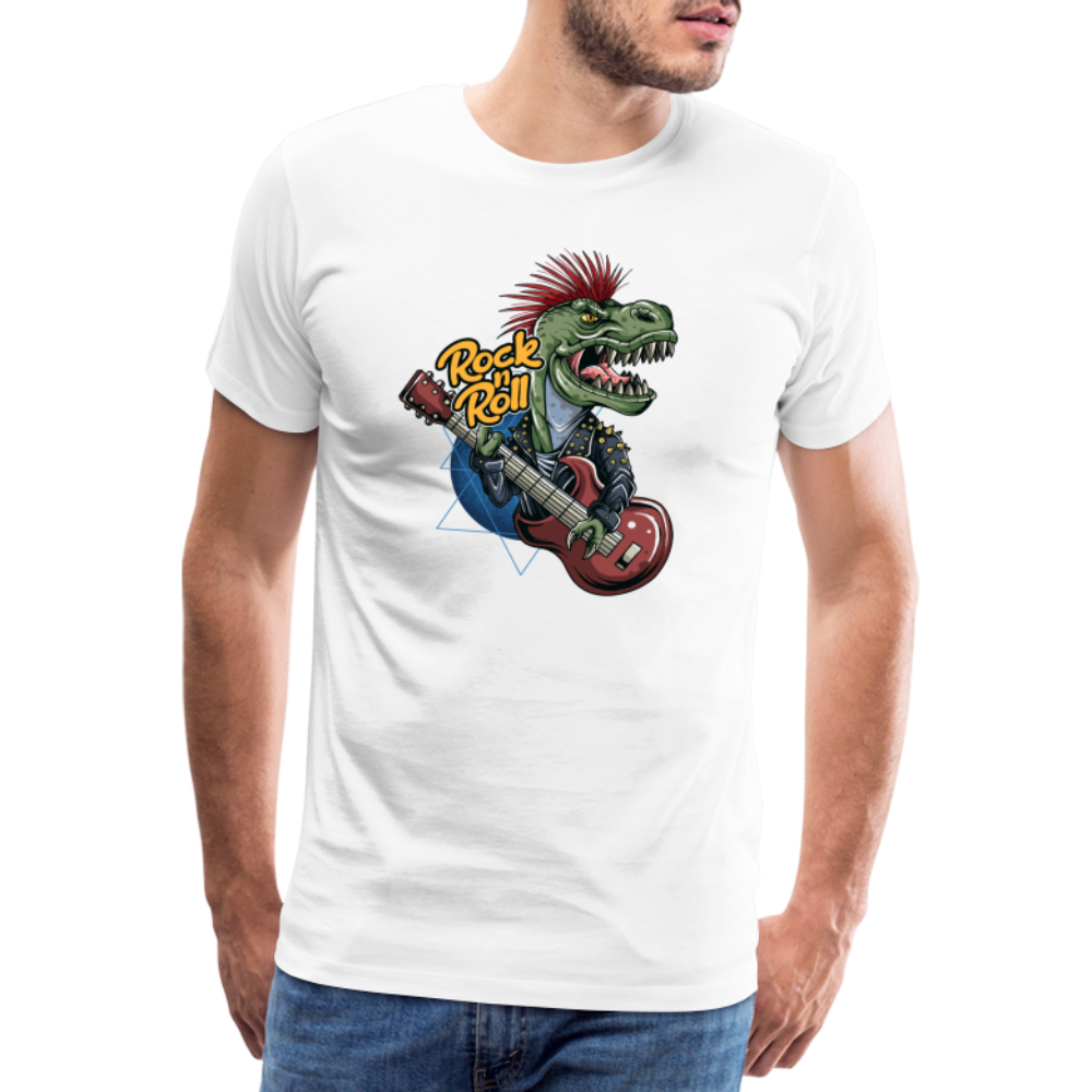 Rock n Roll Dino Premium T-Shirt Herren - Weiß
