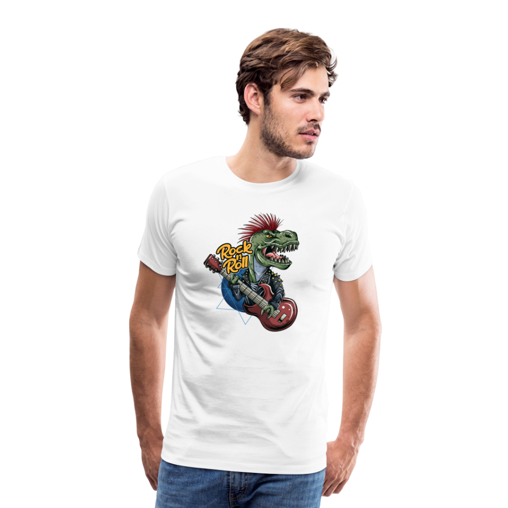 Rock n Roll Dino Premium T-Shirt Herren - Weiß