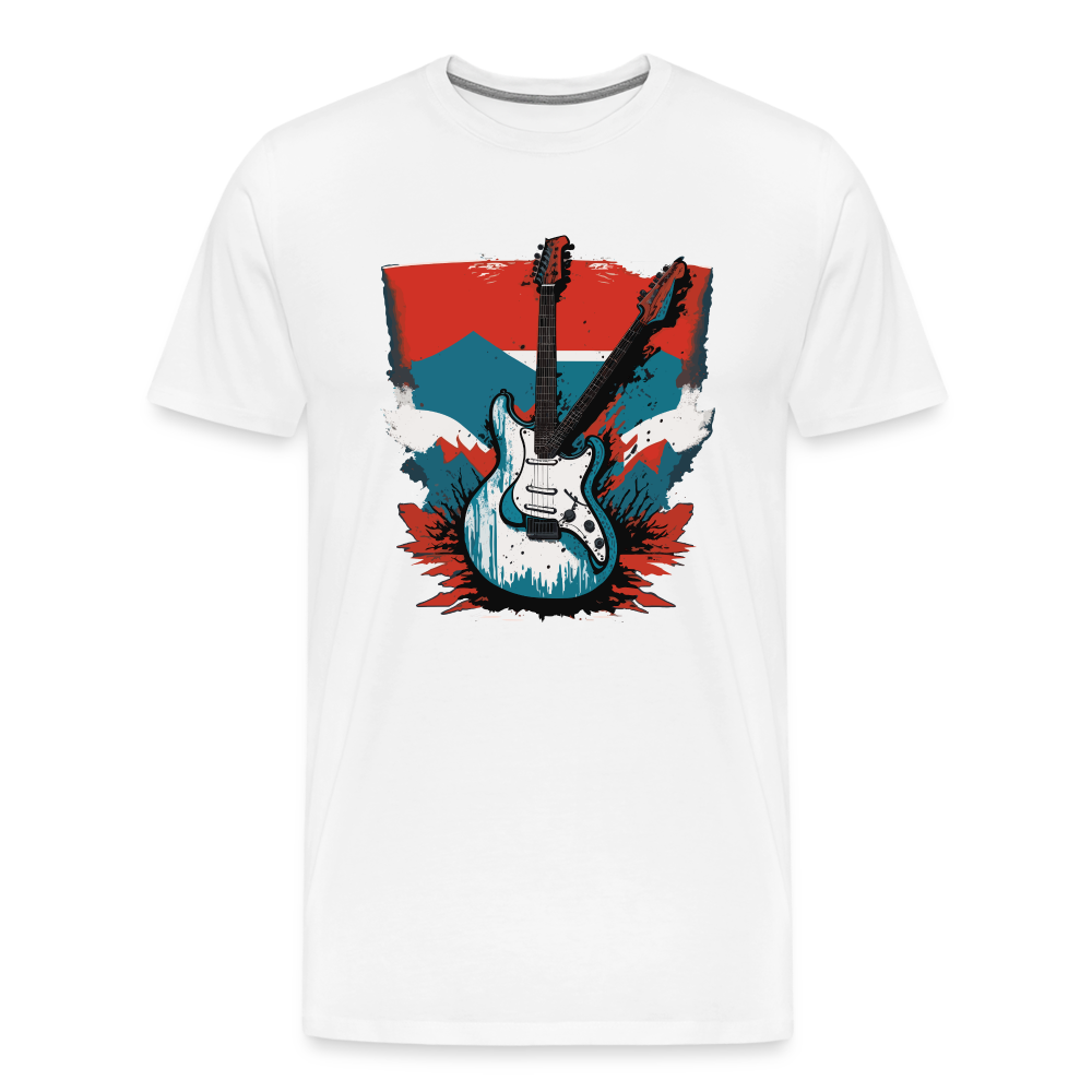 Rock n Roll Gitarre Premium T-Shirt Herren - Weiß
