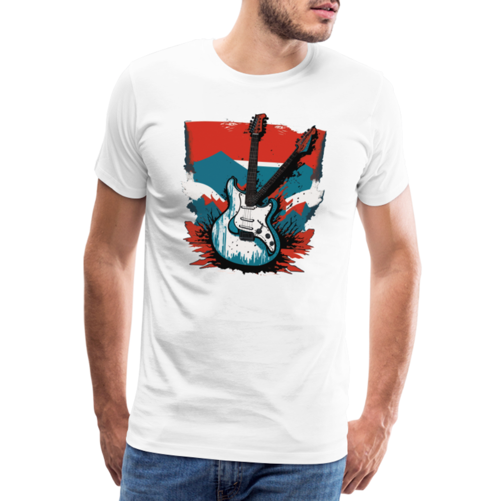 Rock n Roll Gitarre Premium T-Shirt Herren - Weiß