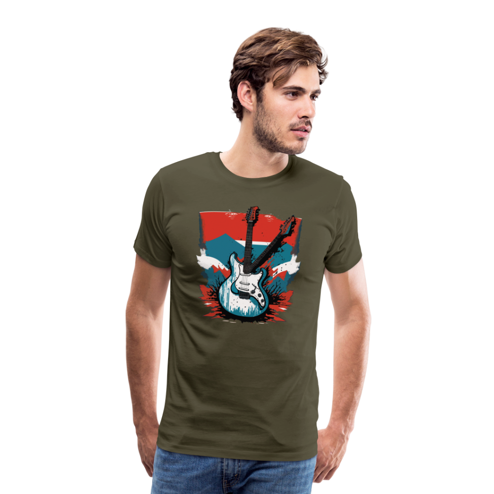 Rock n Roll Gitarre Premium T-Shirt Herren - Khaki