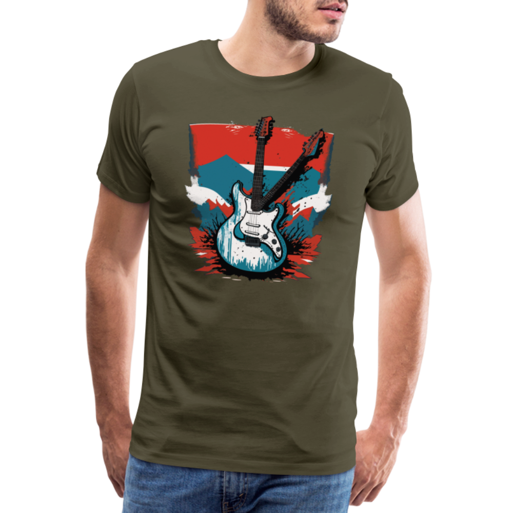 Rock n Roll Gitarre Premium T-Shirt Herren - Khaki