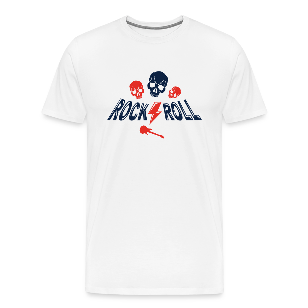 Rock & Roll Skull Premium T-Shirt Herren - Weiß