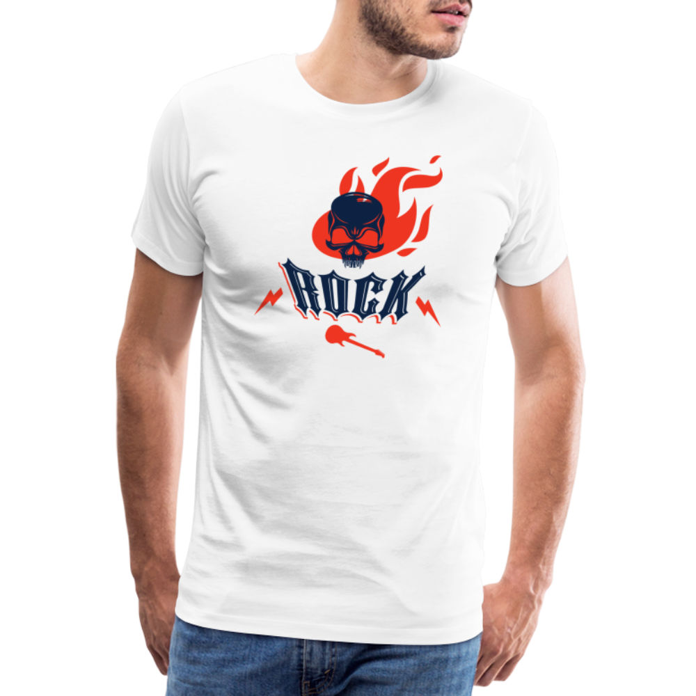 Rock Skull Fire Rock & Roll Premium T-Shirt Herren - Weiß